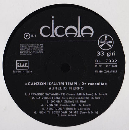 Aurelio Fierro – Canzoni D'Altri Tempi - 2° Raccolta (LP, Compilation, Italy - 1973)