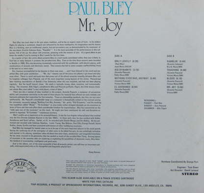 Paul Bley – Mr. Joy 1968 (LP, Album, Reissue, US - 1975)