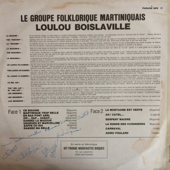 Loulou Boislaville, Groupe Folklorique Martiniquais – Martinique (LP, Album, France)