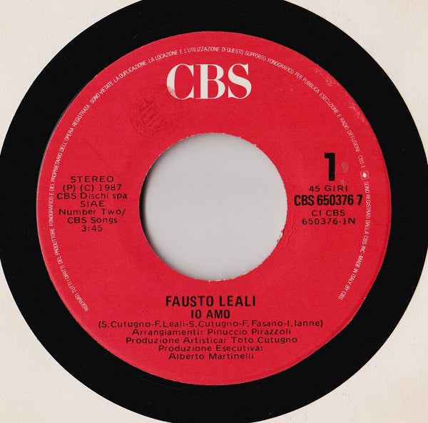 Fausto Leali – Io Amo  (7", Italy - 1987)