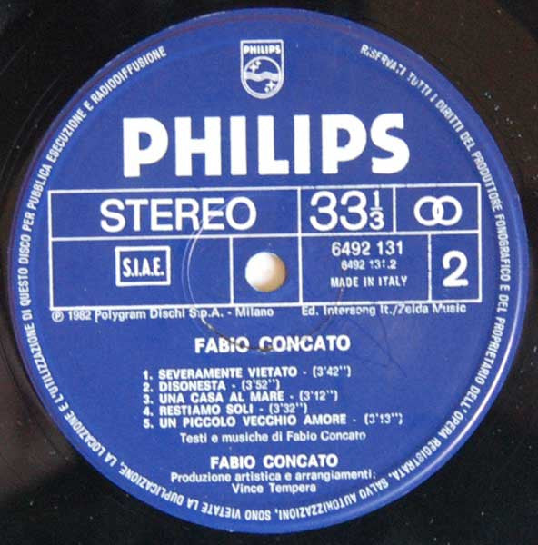 Fabio Concato – Fabio Concato (LP, Album, Italy - 1982)