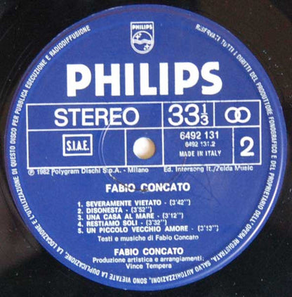 Fabio Concato – Fabio Concato (LP, Album, Italy - 1982)