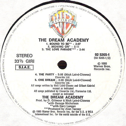 The Dream Academy – The Dream Academy (LP, Album, Italy - 1985)