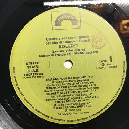 Francis Lai, Michel Legrand – Bolero (Colonna Sonora Originale) (LP, Album, Italy - 1981)