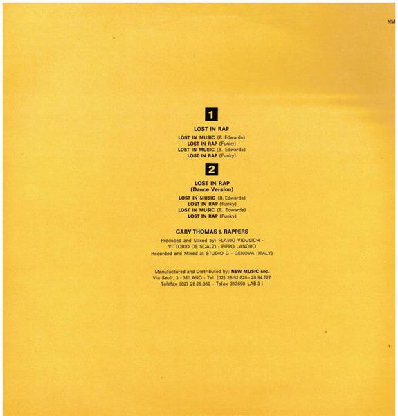 Gary Thomas & Rappers – Lost In Rap (12", Italy - 1987)
