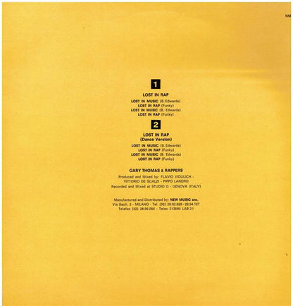 Gary Thomas & Rappers – Lost In Rap (12", Italy - 1987)