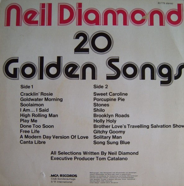 Neil Diamond – 20 Golden Songs (LP, Reissue, Compilation, Germany - 1977)