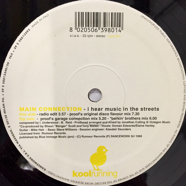 Main Connection – I Hear Music In The Streets (12", Italy - 1998)