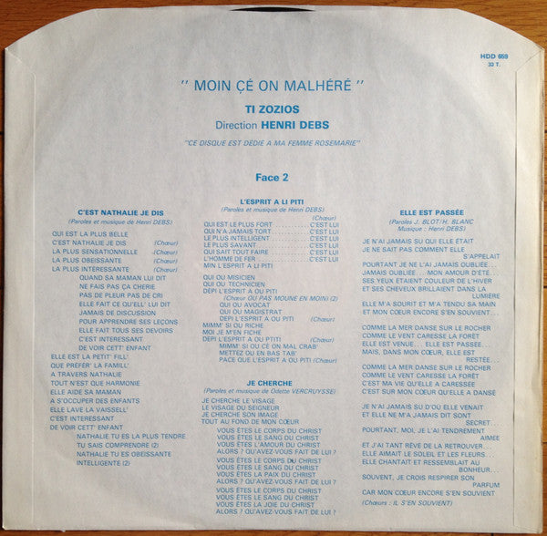 Ti Zozios, Henri Debs – Moin Çé On Malhéré (LP, Album, France - 1979)