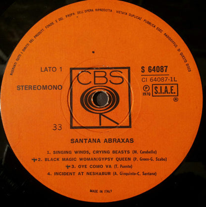 Santana – Abraxas (LP, Album, Italy - 1970)