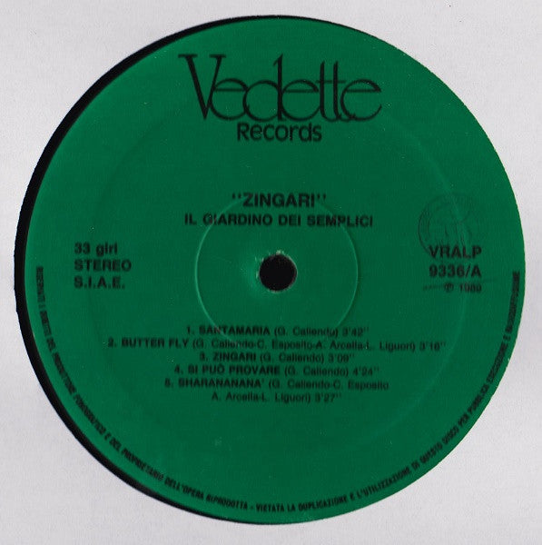 Il Giardino Dei Semplici – Zingari (LP, Album, Italy - 1989)