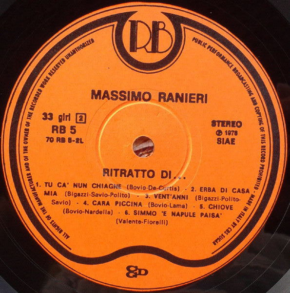 Massimo Ranieri – Ritratto Di... Massimo Ranieri (LP, Compilation, Italy - 1976)