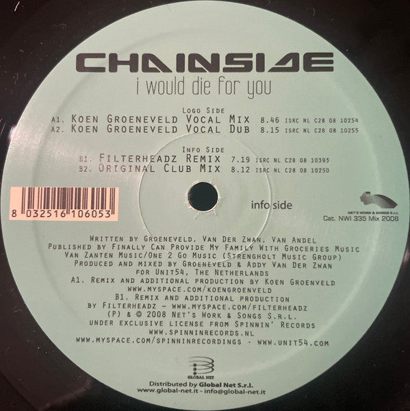 Chainside – I Would Die For You (12", Italy - 2008)