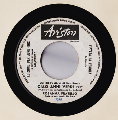 Paolo Mengoli, Rosanna Fratello – Ahi Che Male Che Mi Fai / Ciao Anni Verdi (7", Italy - 1970)