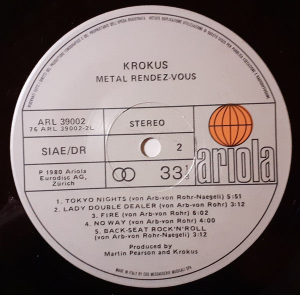 Krokus – Metal Rendez-vous (LP, Album, Italy - 1980)
