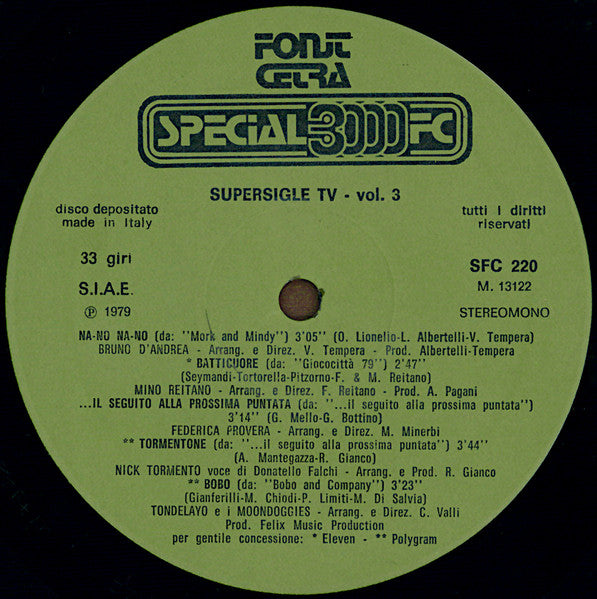 Various – Supersigle TV Volume 3 (LP, Compilation, Italy - 1979)