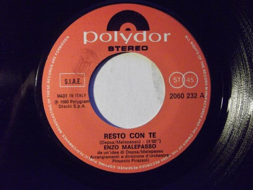 Enzo Malepasso – Resto Con Te (7", Italy - 1980)