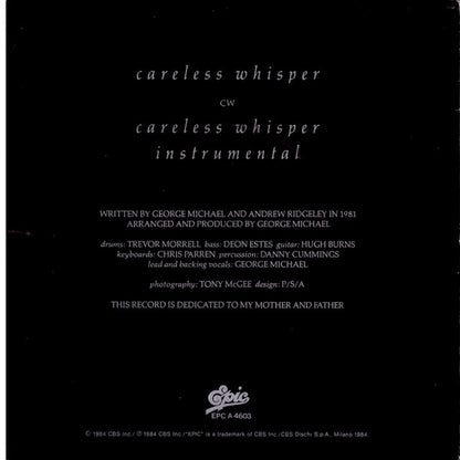 George Michael – Careless Whisper (7", Italy - 1984)