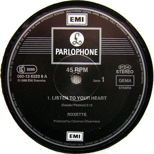 Roxette – Listen To Your Heart (12", Europe - 1988)