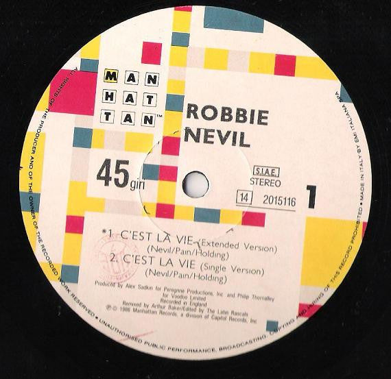 Robbie Nevil – C'est La Vie (12", Italy - 1986)