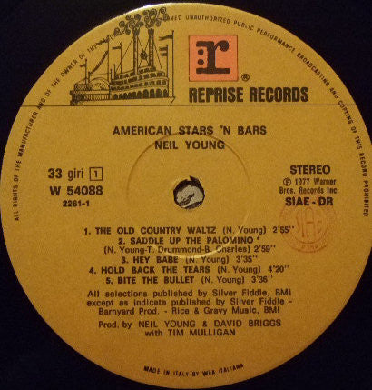 Neil Young – American Stars 'N Bars (LP, Album, Italy - 1977)
