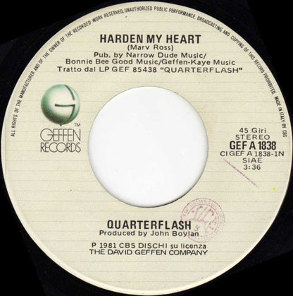 Quarterflash – Harden My Heart (7", Italy - 1982)