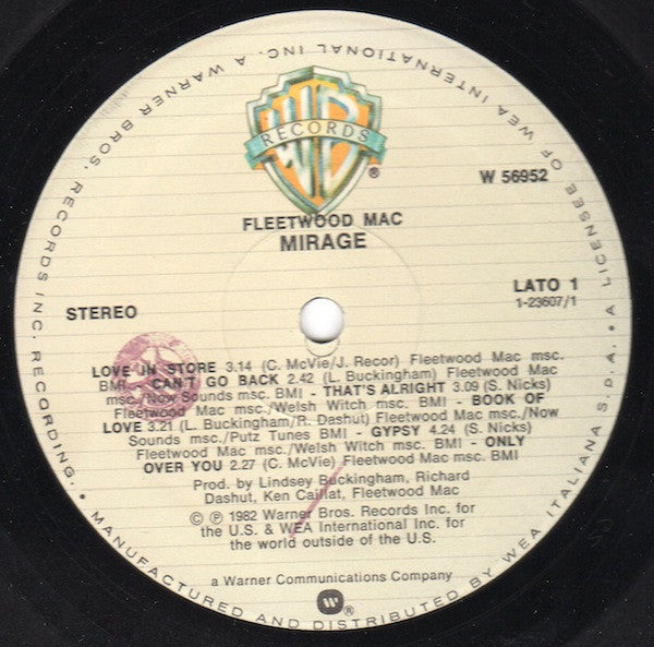 Fleetwood Mac – Mirage (LP, Album, Italy - 1982)