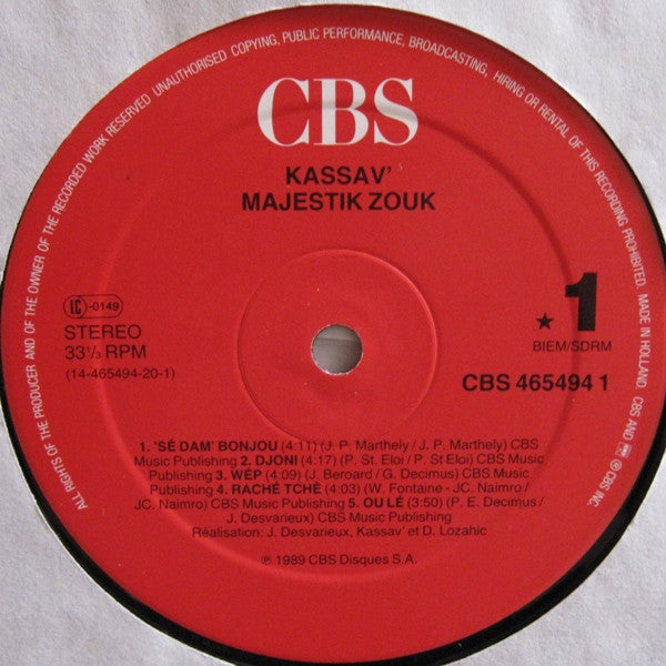 Kassav' – Majestik Zouk (LP, Album, Europe - 1989)