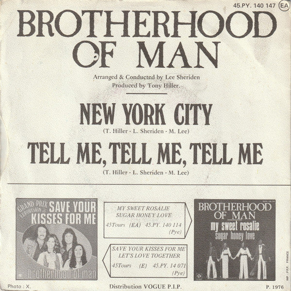 Brotherhood Of Man – New-York City (7", France - 1976)
