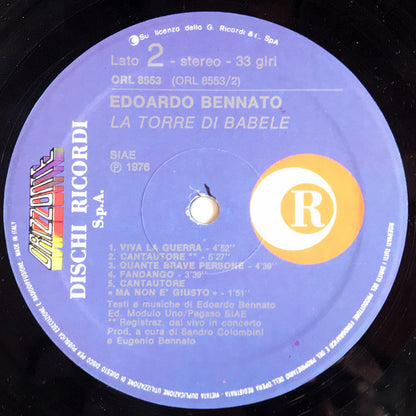 Edoardo Bennato – La Torre Di Babele (LP, Album, Reissue, Italy - 1982)