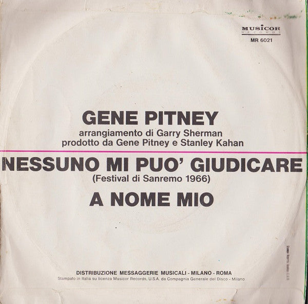Gene Pitney – Nessuno Mi Può Giudicare (7", Italy - 1966)