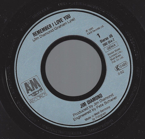 Jim Diamond – Remember I Love You (7", Germany - 1985)