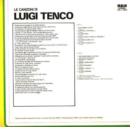 Luigi Tenco – Le Canzoni Di Luigi Tenco (LP, Reissue, Compilation, Italy - 1976)
