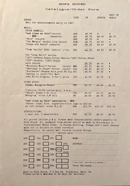 Peter Hammill – And Close As This (LP, Album, UK - 1986)