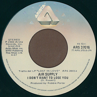 Air Supply – Lost In Love (7", Italy - 1980)