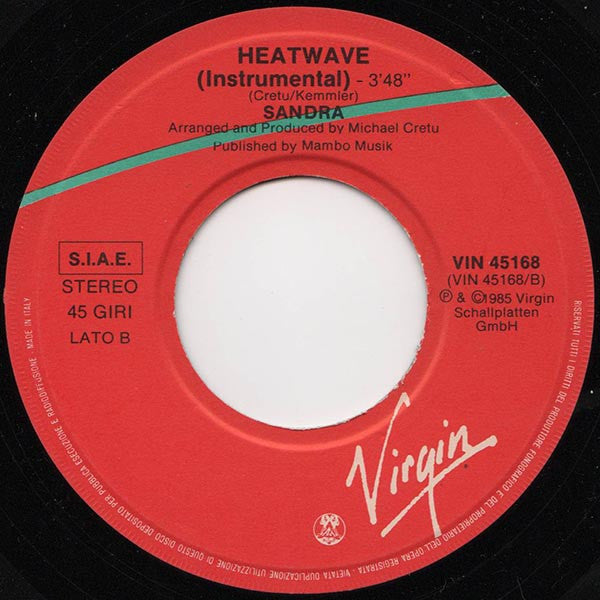 Sandra – In The Heat Of The Night (7", Italy - 1985)