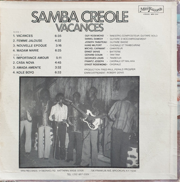 Samba Creole – Vacances (LP, US - 1974)