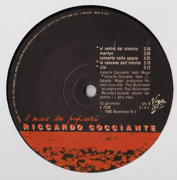 Riccardo Cocciante – Il Mare Dei Papaveri (LP, Album, Italy - 1985)