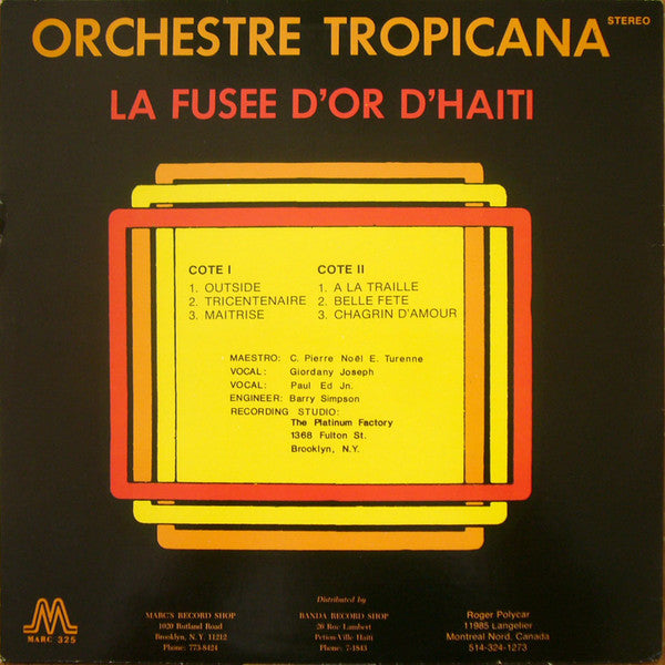 Orchestre Tropicana – Outside (LP, Album, US - 1980)