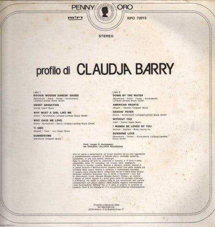 Claudja Barry – Profilo Di Claudja Barry (LP, Compilation, Italy - 1980)