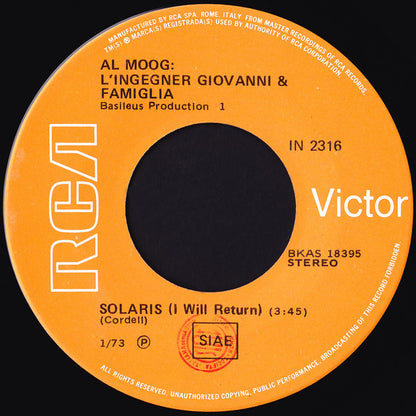 L'Ingegner Giovanni & Famiglia – Telstar / Solaris (I Will Return) (7", Italy - 1973)