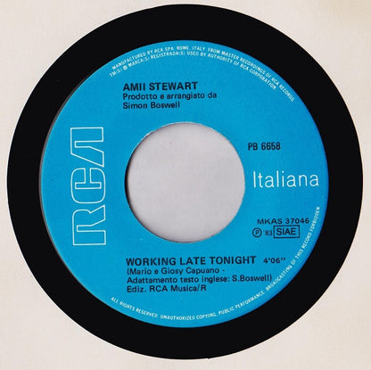 Amii Stewart – Working Late Tonight / You To Me (7", Italy - 1983)