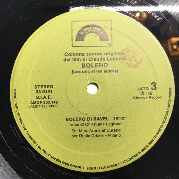 Francis Lai, Michel Legrand – Bolero (Colonna Sonora Originale) (LP, Album, Italy - 1981)