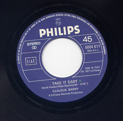 Claudja Barry – Take It Easy / Wanna Win Your Love Back (7", Italy - 1977)