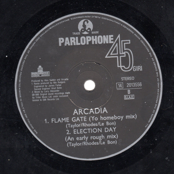 Arcadia (3) – The Flame (Extended Remix) (12", Italy - 1986)