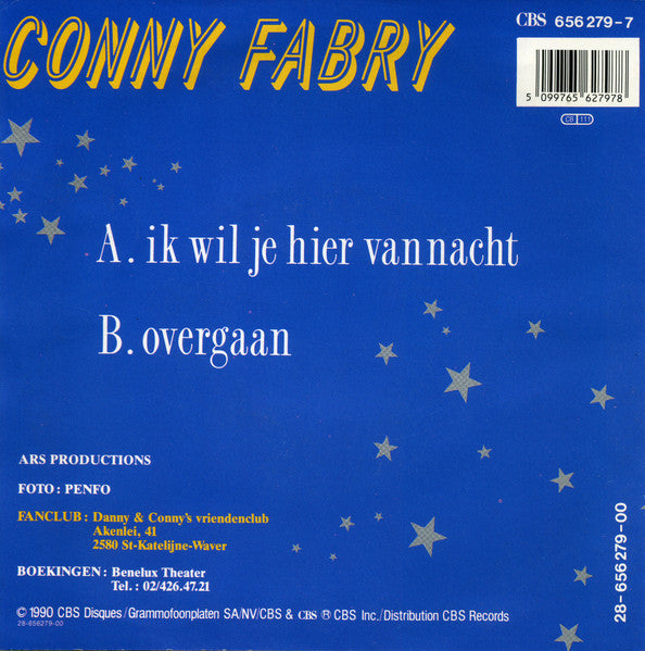 Conny Fabry – Ik Wil Je Hier Vannacht (7", Belgium - 1990)
