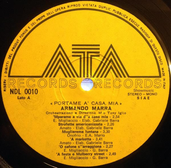 Armando Marra – Portame A' Casa Mia (LP, Album, Italy)