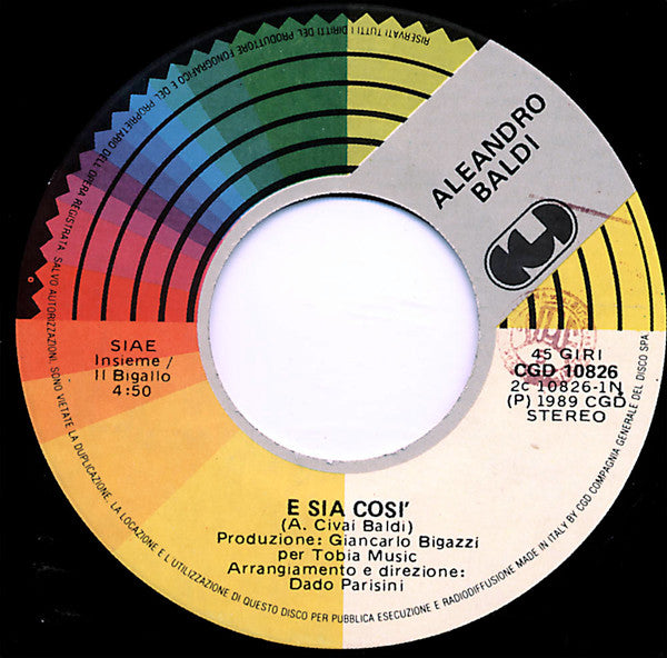 Aleandro Baldi – E Sia Così (7", Italy - 1989)