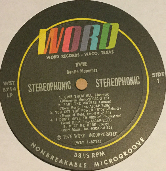 Evie (2) – Gentle Moments (LP, US - 1976)