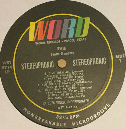 Evie (2) – Gentle Moments (LP, US - 1976)
